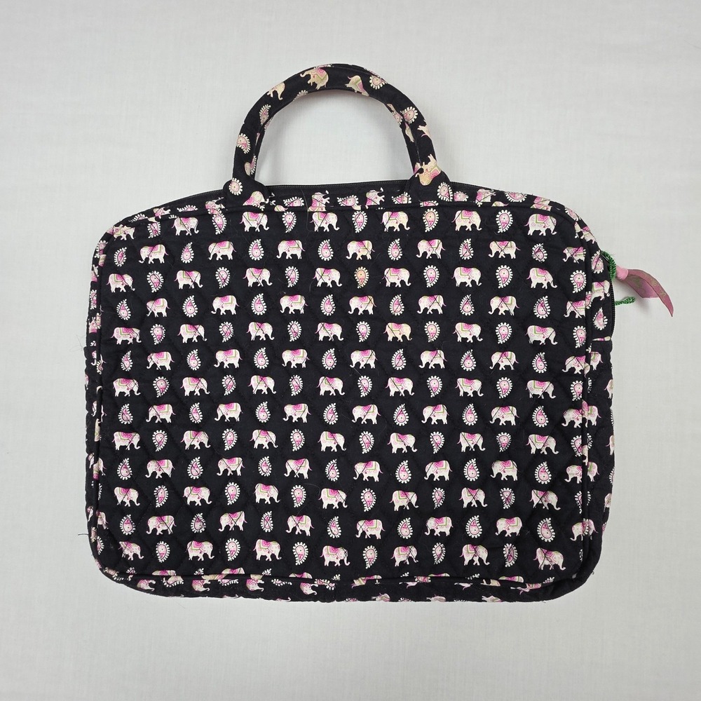 Vera Bradley Quilted Laptop Sleeve Case Bag Women Black Elephant Paisley Cotton - Picture 2 of 11